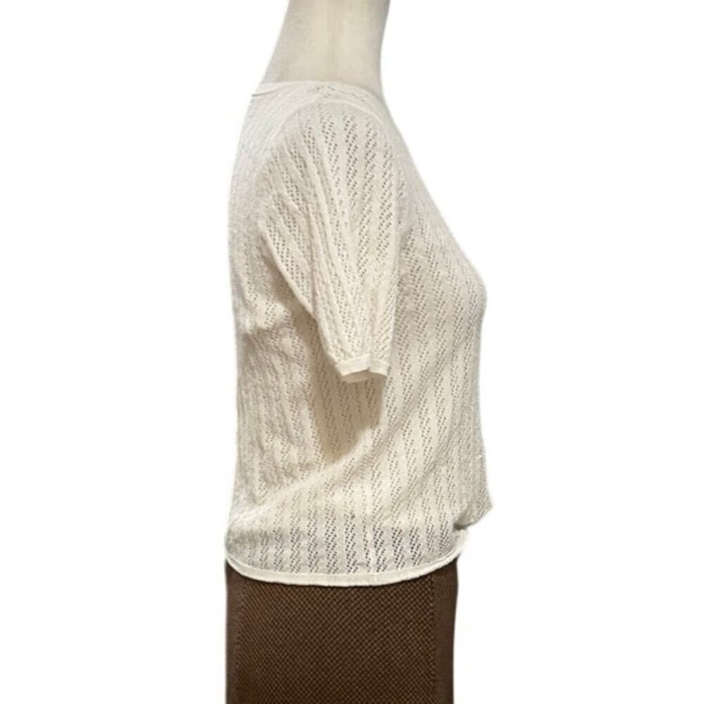 A.L.C. Cream Layered Knit Top Set Sheer Short Sleeve Sweater + Cami Size Medium - Picture 2 of 7